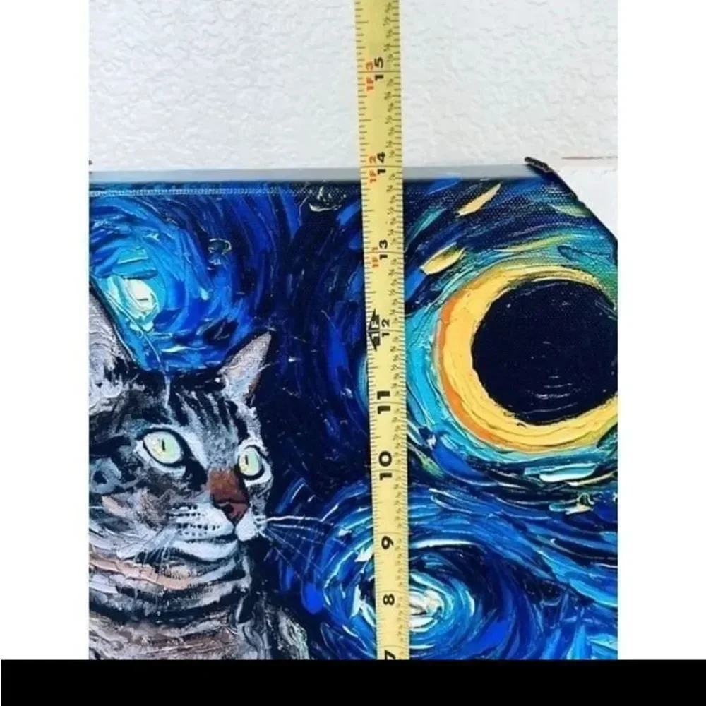 Tabby Nighy Starry Night Van Gogh Cat Art Print Canvas